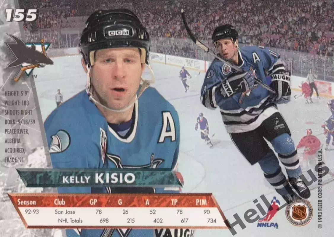 Хоккей Карточка Kelly Kisio/Келли Кисио San Jose Sharks/Сан-Хосе Шаркс НХЛ/NHL 1