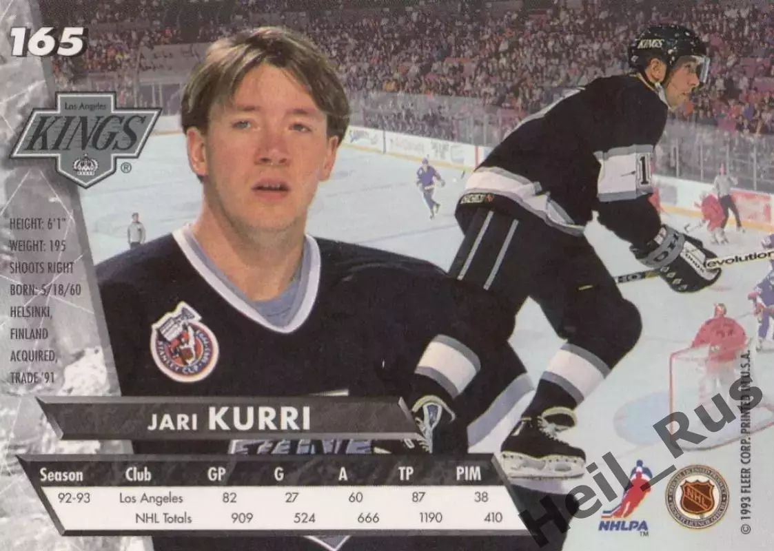 Хоккей; Карточка Яри Курри Los Angeles Kings/Лос-Анджелес Кингз, Йокерит НХЛ/NHL 1