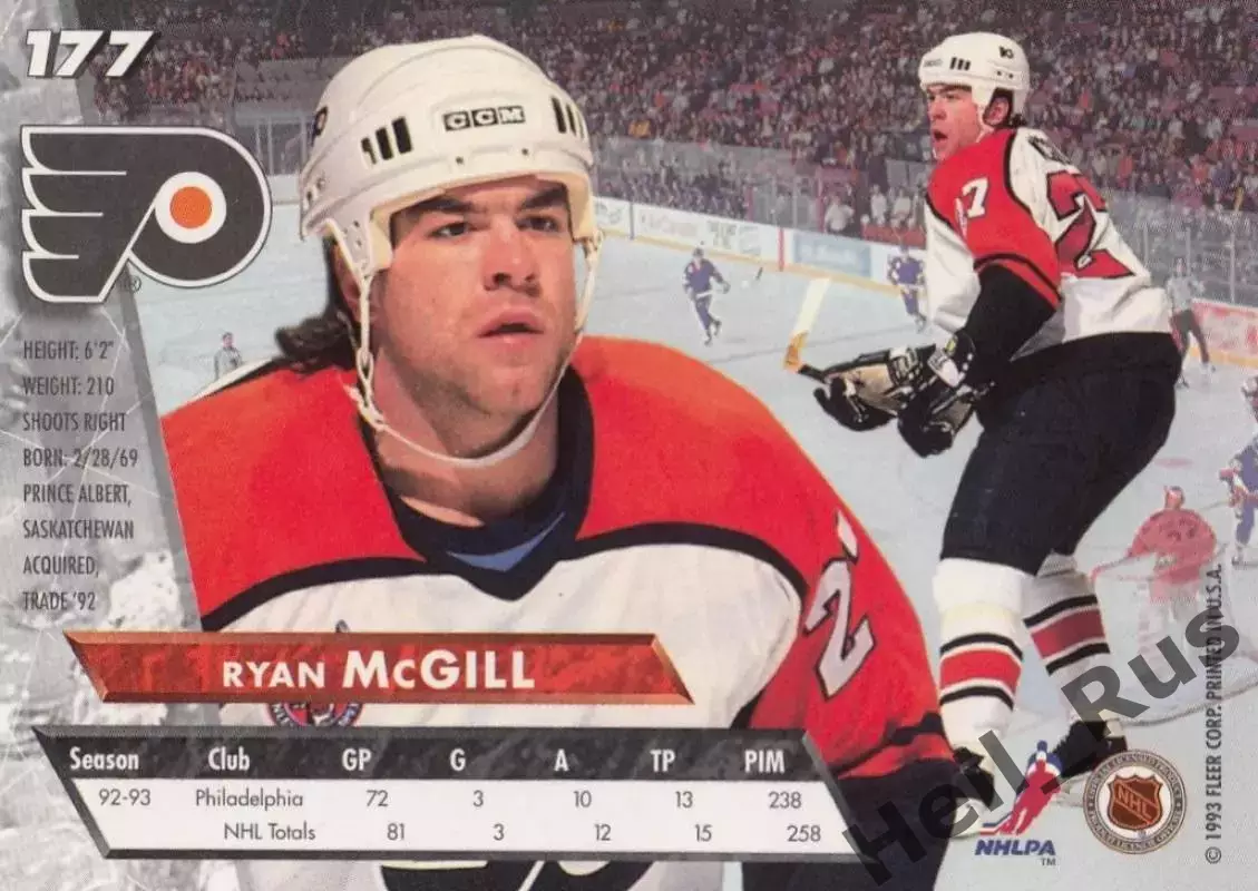 Хоккей. Карточка Ryan McGill/Райан Макгилл (Flyers/Филадельфия Флайерз) НХЛ/NHL 1