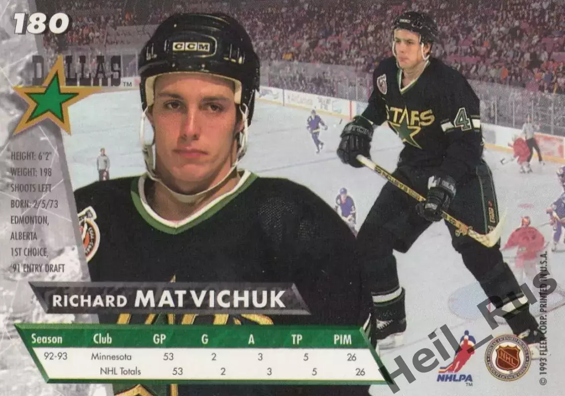 Хоккей Карточка R. Matvichuk/Ричард Матвичук (Dallas Stars/Даллас Старз) НХЛ/NHL 1