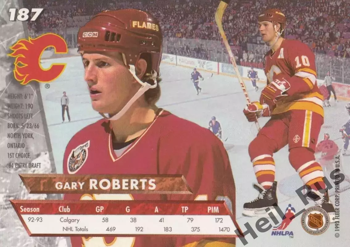 Хоккей Карточка Gary Roberts/Гэри Робертс Calgary Flames/Калгари Флэймз NHL/НХЛ 1