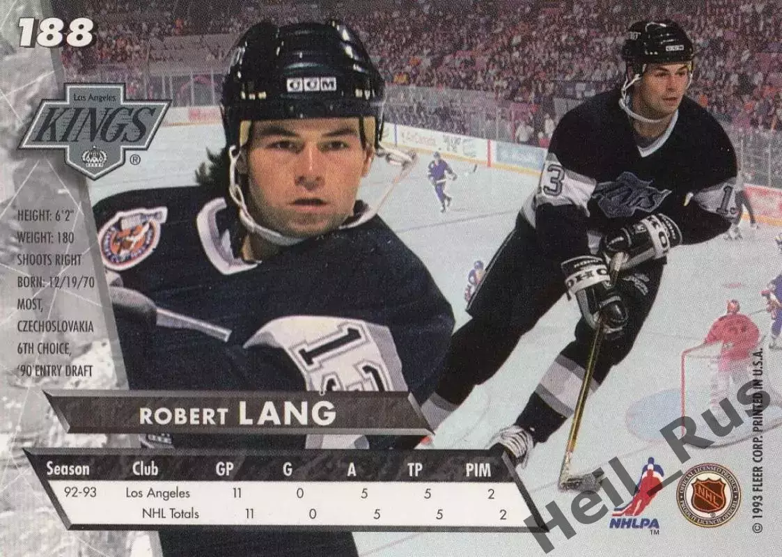 Карточка Robert Lang/Роберт Ланг (Los Angeles Kings/Лос-Анджелес Кингз) НХЛ/NHL 1