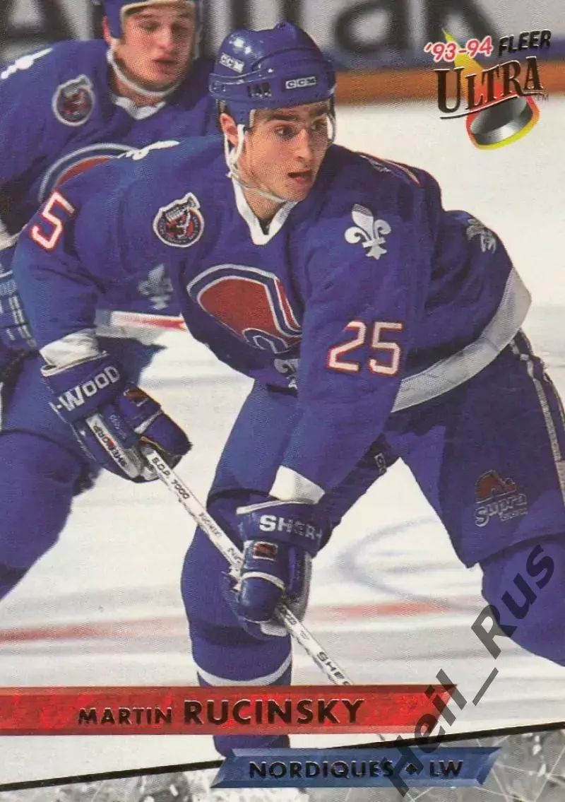 Хоккей Карточка Martin Rucinsky/Мартин Ручинский Quebec Nordiques/Квебек NHL/НХЛ