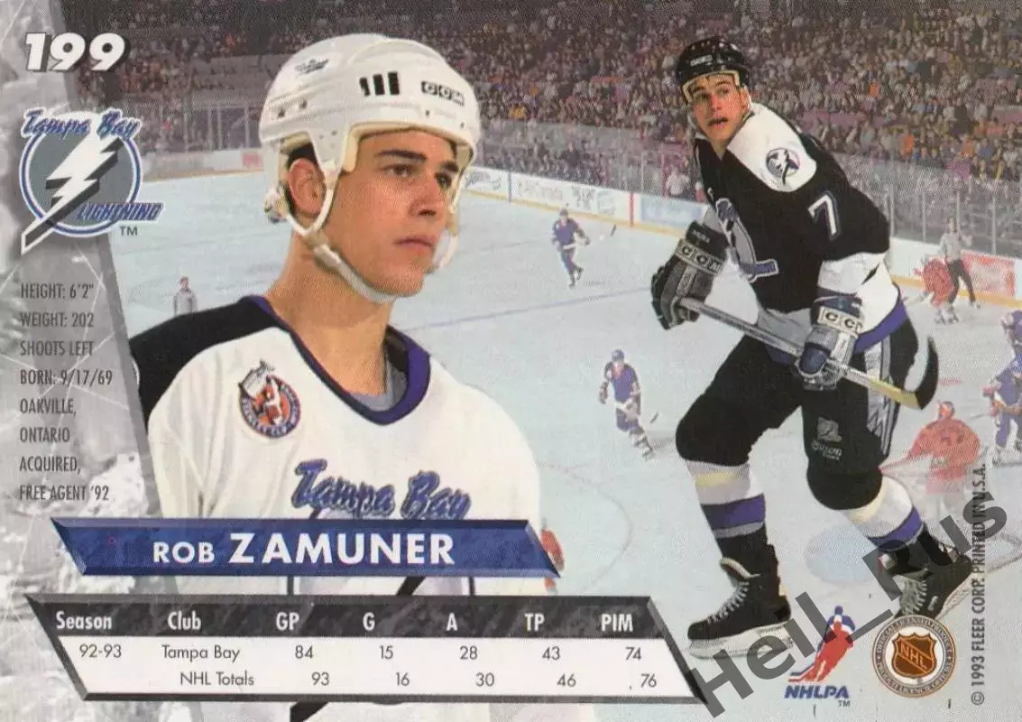 Карточка Rob Zamuner/Роб Замунер Tampa Bay Lightning/Тампа-Бэй Лайтнинг НХЛ/NHL 1