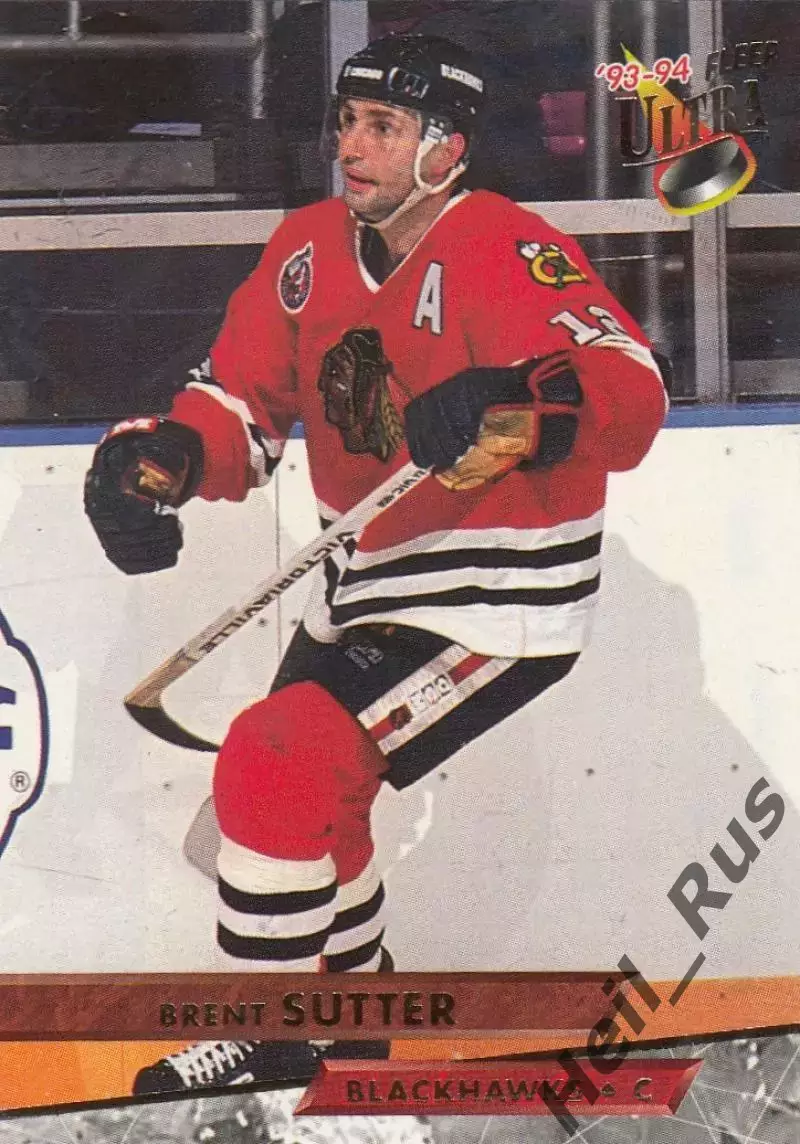 Карточка Brent Sutter/Брент Саттер (Chicago Blackhawks/Чикаго Блэкхокс) НХЛ/NHL