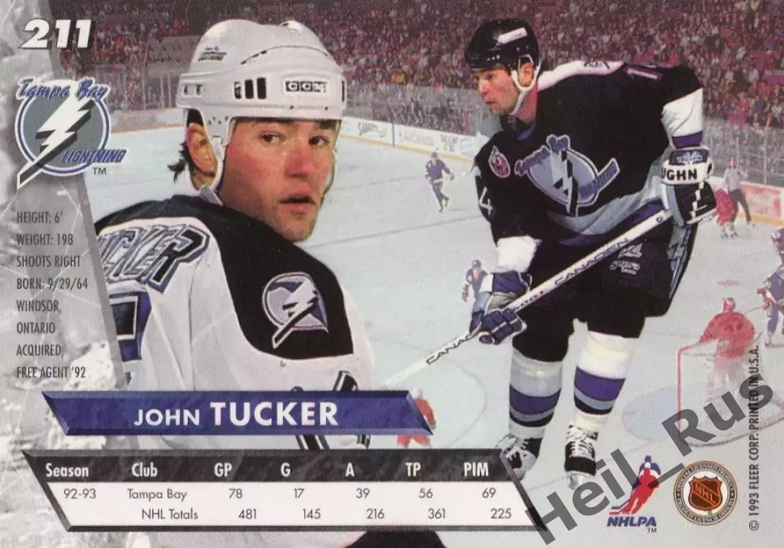 Карточка John Tucker/Джон Такер (Tampa Bay Lightning/Тампа-Бэй Лайтнинг) НХЛ/NHL 1