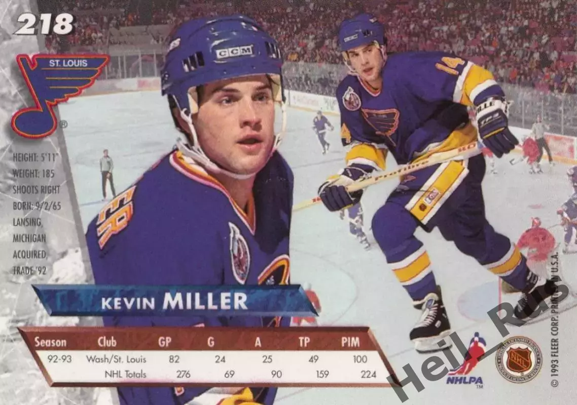 Хоккей Карточка Kevin Miller/Кевин Миллер St. Louis Blues/Сент-Луис Блюз НХЛ/NHL 1
