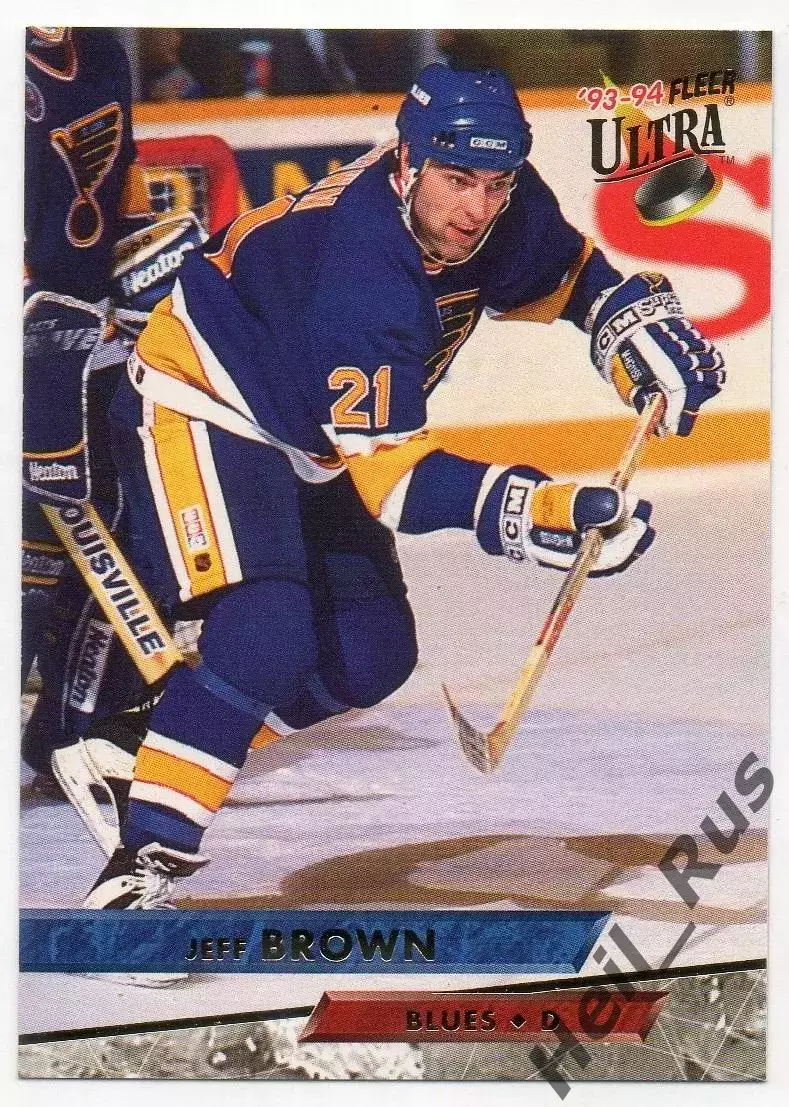 Хоккей. Карточка Jeff Brown/Джефф Браун (St. Louis Blues/Сент-Луис Блюз) NHL/НХЛ