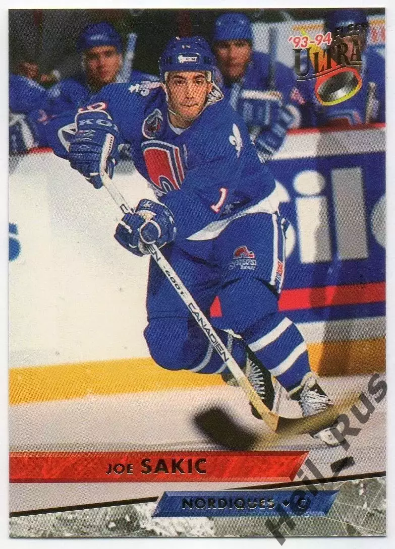 Хоккей; Карточка Joe Sakic / Джо Сакик (Quebec Nordiques/Квебек Нордикс) НХЛ/NHL