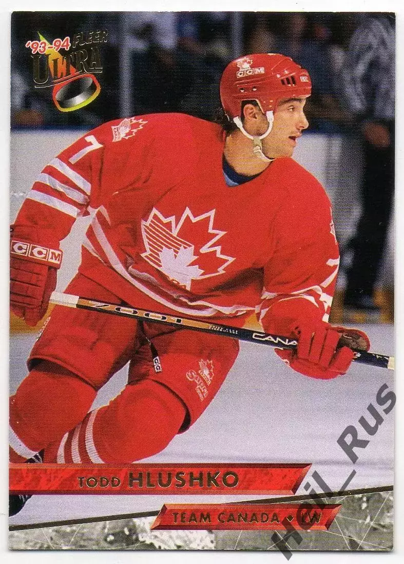 Хоккей. Карточка Todd Hlushko/Тодд Глушко (Team Canada/Канада) НХЛ/NHL 1993/94