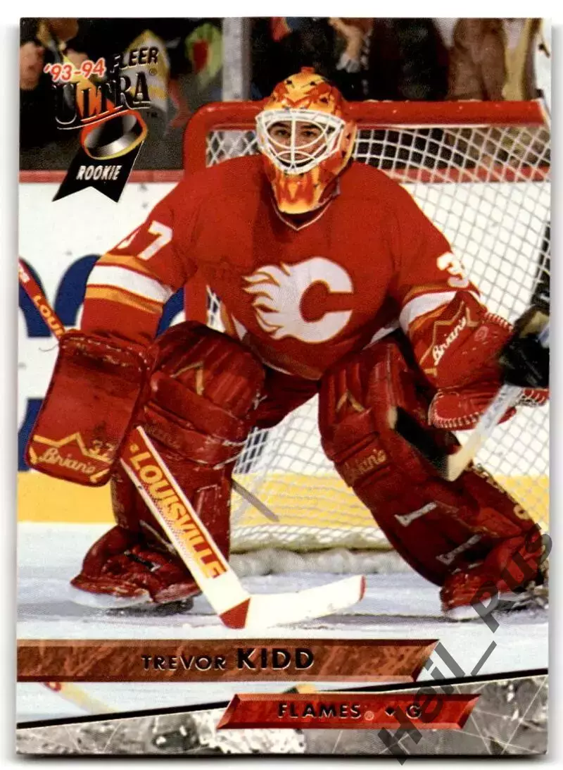 Хоккей; Карточка Trevor Kidd/Тревор Кидд (Calgary Flames/Калгари Флэймз) НХЛ/NHL