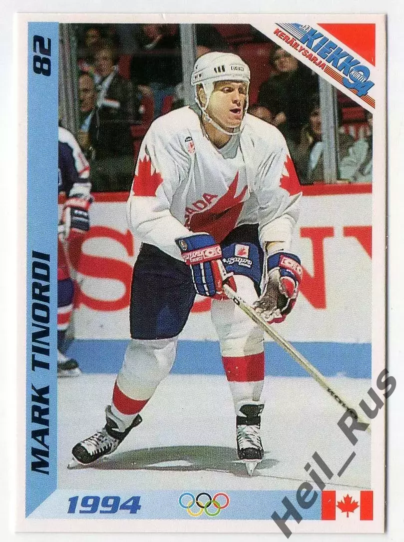 Хоккей. Карточка Mark Tinordi/Марк Тинорди (Канада, Даллас Старз) НХЛ/NHL 1994