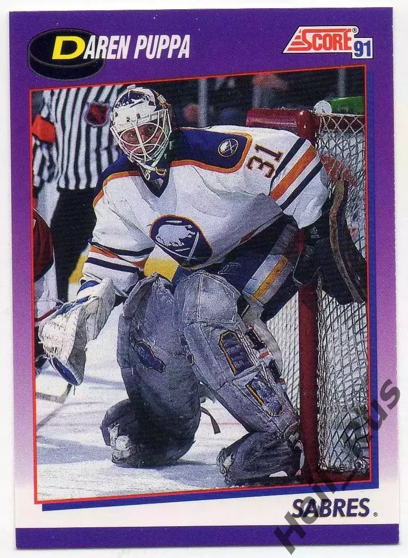 Хоккей. Карточка Daren Puppa/Дарен Пуппа (Buffalo Sabres/Баффало Сейбрз) NHL/НХЛ
