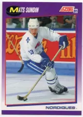 Хоккей Карточка Mats Sundin/Матс Сундин Quebec Nordiques/Квебек Нордикс; НХЛ/NHL