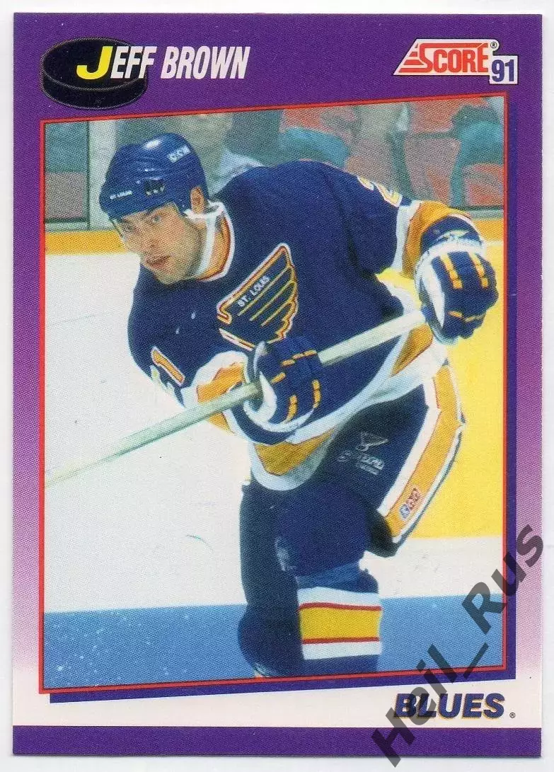 Хоккей; Карточка Jeff Brown/Джефф Браун (St. Louis Blues/Сент-Луис Блюз) NHL/НХЛ