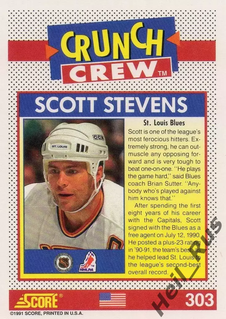 Карточка Scott Stevens / Скотт Стивенс (St. Louis Blues/Сент-Луис Блюз) НХЛ/NHL 1
