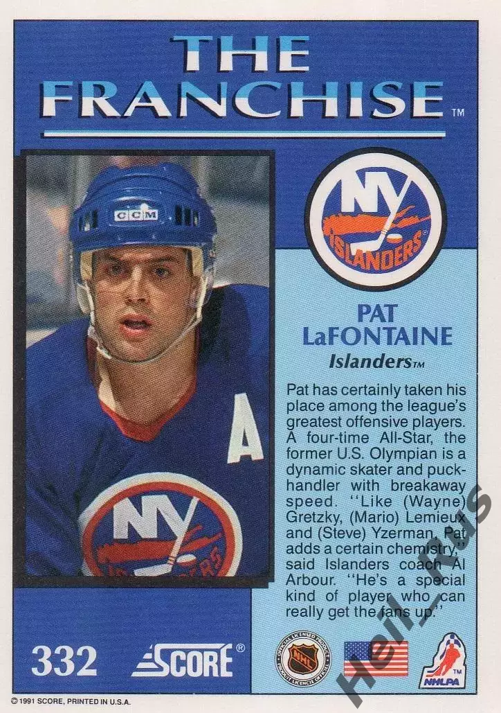 Хоккей. Карточка Пэт Лафонтейн (New York Islanders/Нью-Йорк Айлендерс) НХЛ/NHL 1