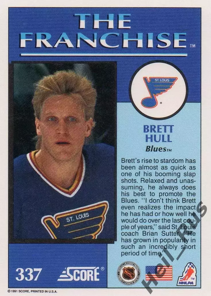 Хоккей. Карточка Brett Hull/Бретт Халл (St. Louis Blues/Сент-Луис Блюз) НХЛ, NHL 1