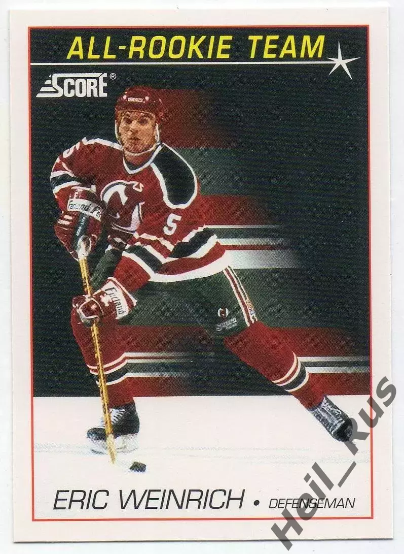 Карточка Eric Weinrich/Эрик Вайнрих New Jersey Devils/Нью-Джерси Девилз НХЛ NHL