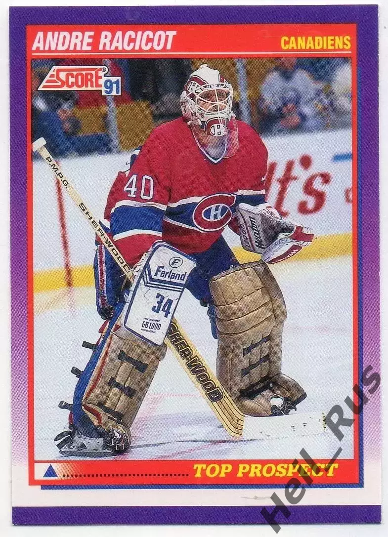 Хоккей. Карточка Andre Racicot/Андре Расикот Montreal Canadiens/Монреаль НХЛ/NHL