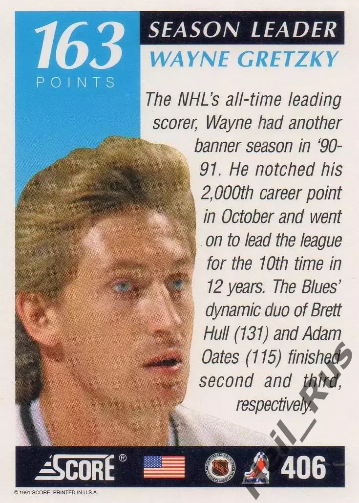 Карточка Wayne Gretzky/Уэйн Гретцки Los Angeles Kings/Лос Анджелес Кингз НХЛ-NHL 1