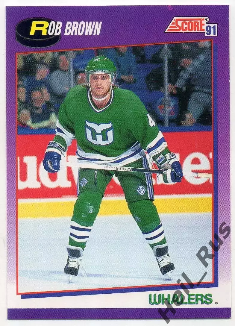 Хоккей; Карточка Rob Brown/Роб Браун (Hartford Whalers/Хартфорд Уэйлерс) НХЛ/NHL