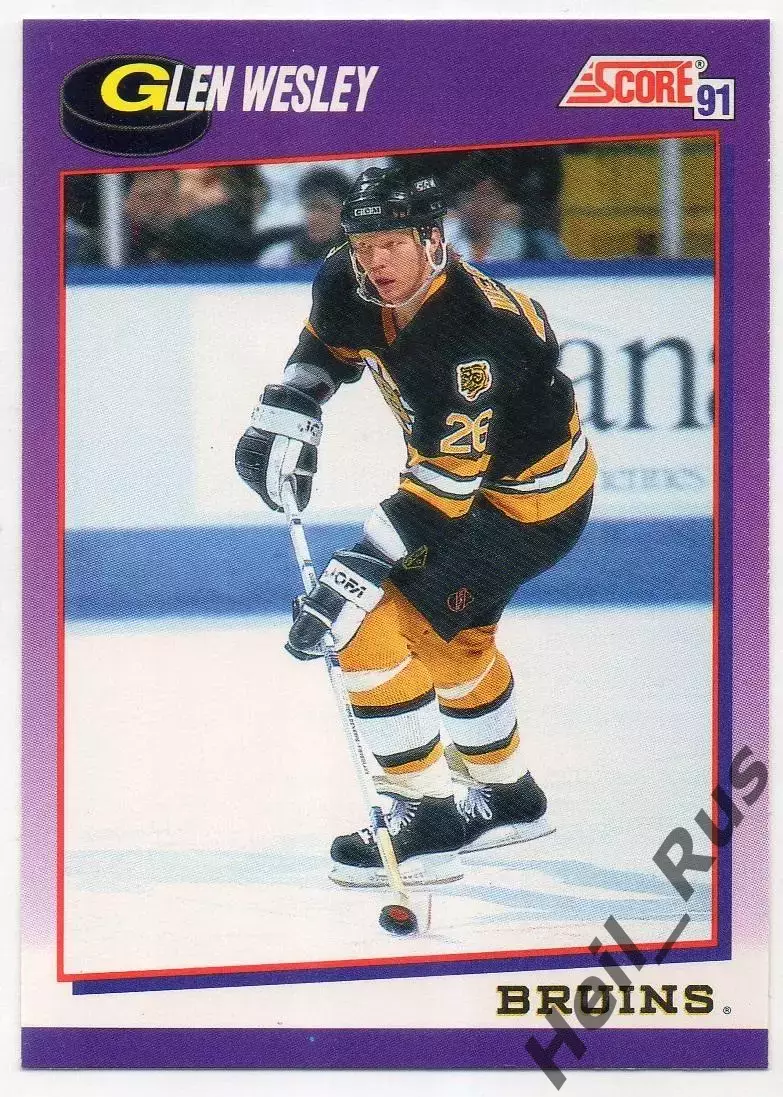 Хоккей; Карточка Glen Wesley/Глен Уэсли (Boston Bruins/Бостон Брюинз) НХЛ / NHL