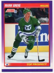Хоккей; Карточка Mark Greig/Марк Грейг Hartford Whalers/Хартфорд Уэйлерс НХЛ/NHL