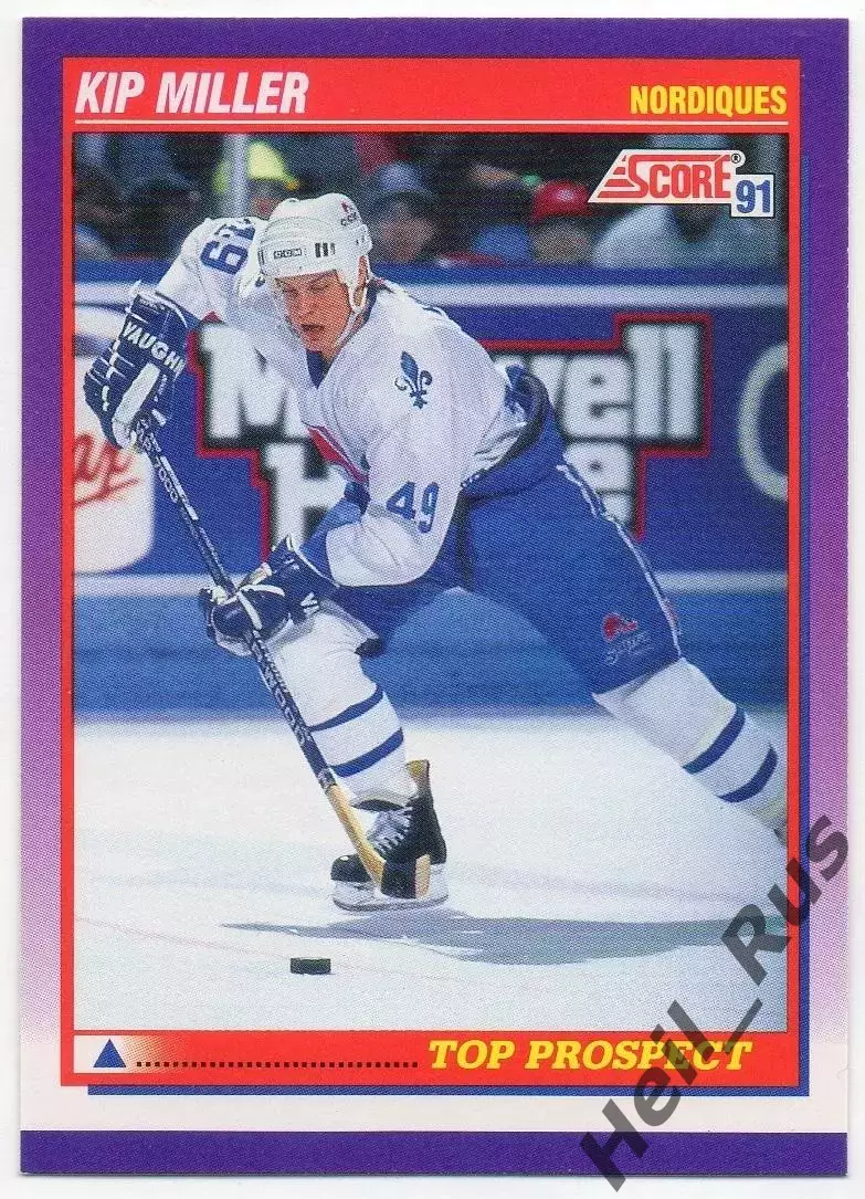 Хоккей; Карточка Kip Miller/Кип Миллер (Quebec Nordiques/Квебек Нордикс) НХЛ/NHL