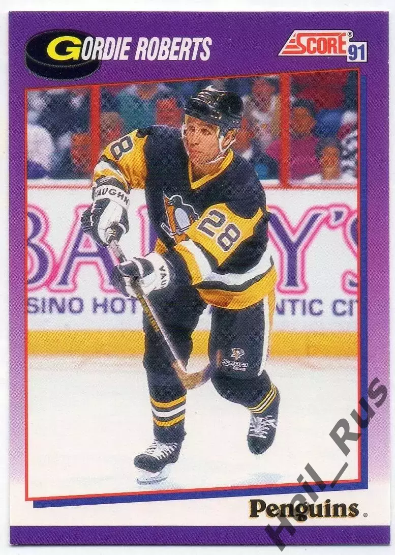 Хоккей Карточка Gordie Roberts/Горди Робертс Penguins/Питтсбург Пингвинз НХЛ/NHL