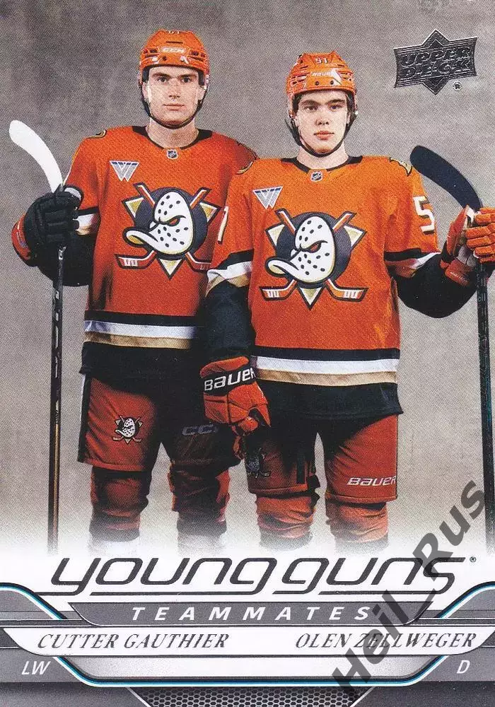 Хоккей. Карточка Каттер Готье/Олен Зеллвегер Anaheim Ducks/Анахайм Дакс НХЛ/NHL