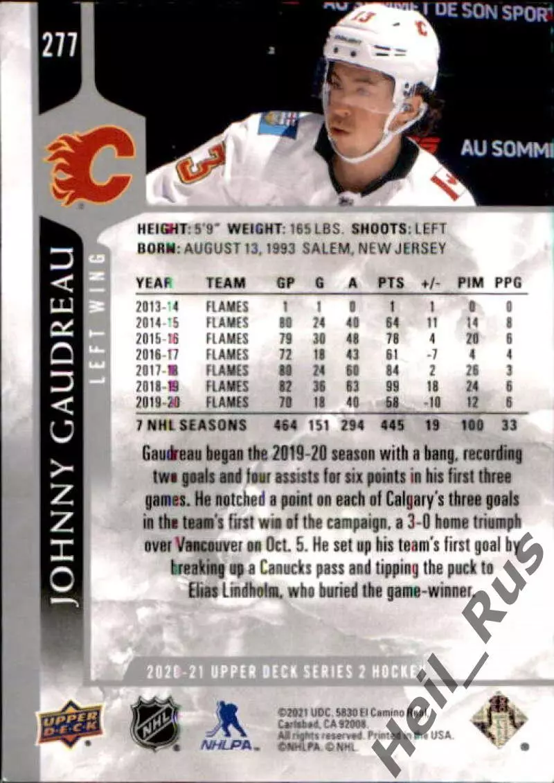 Карточка Johnny Gaudreau/Джонни Годро (Calgary Flames / Калгари Флэймз) НХЛ/NHL 1