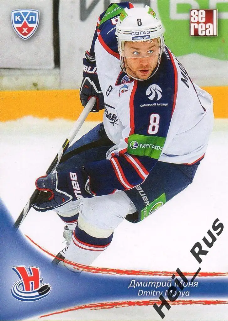 Хоккей. Карточка Дмитрий Моня (Сибирь Новосибирск) КХЛ/KHL сезон 2013/14 SeReal