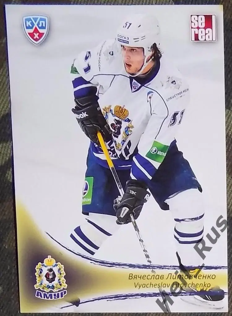 Хоккей. Карточка Вячеслав Литовченко (Амур Хабаровск) КХЛ/KHL 2013/14 SeReal