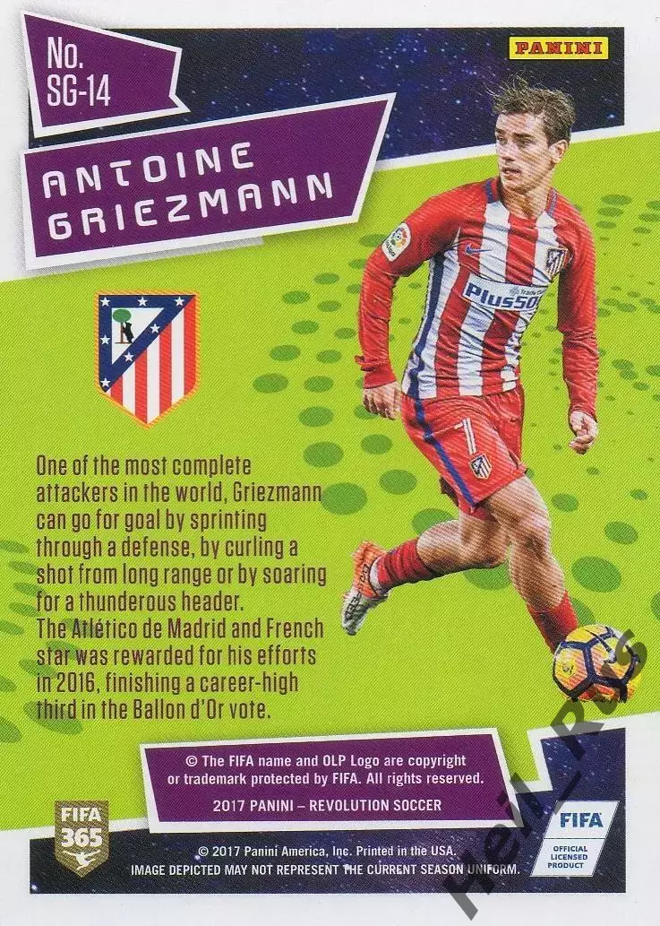 Футбол. Карточка Антуан Гризманн Атлетико Мадрид/Барселона/Реал Сосьедад Panini 1