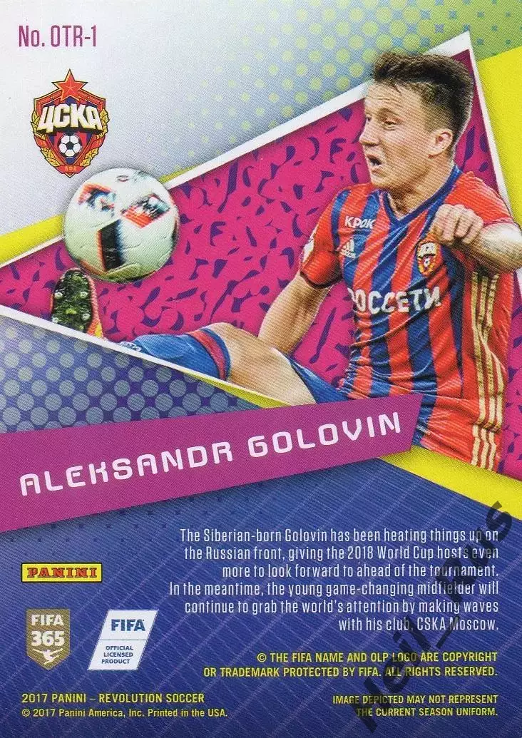 Футбол. Карточка Александр Головин ЦСКА Москва/Россия/Монако Panini/Панини 2017 1