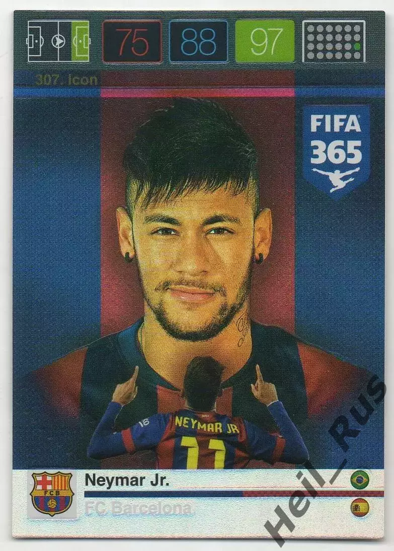 Футбол. Карточка Неймар (Барселона, Пари Сен-Жермен/ПСЖ, Сантос) Panini 2015/16