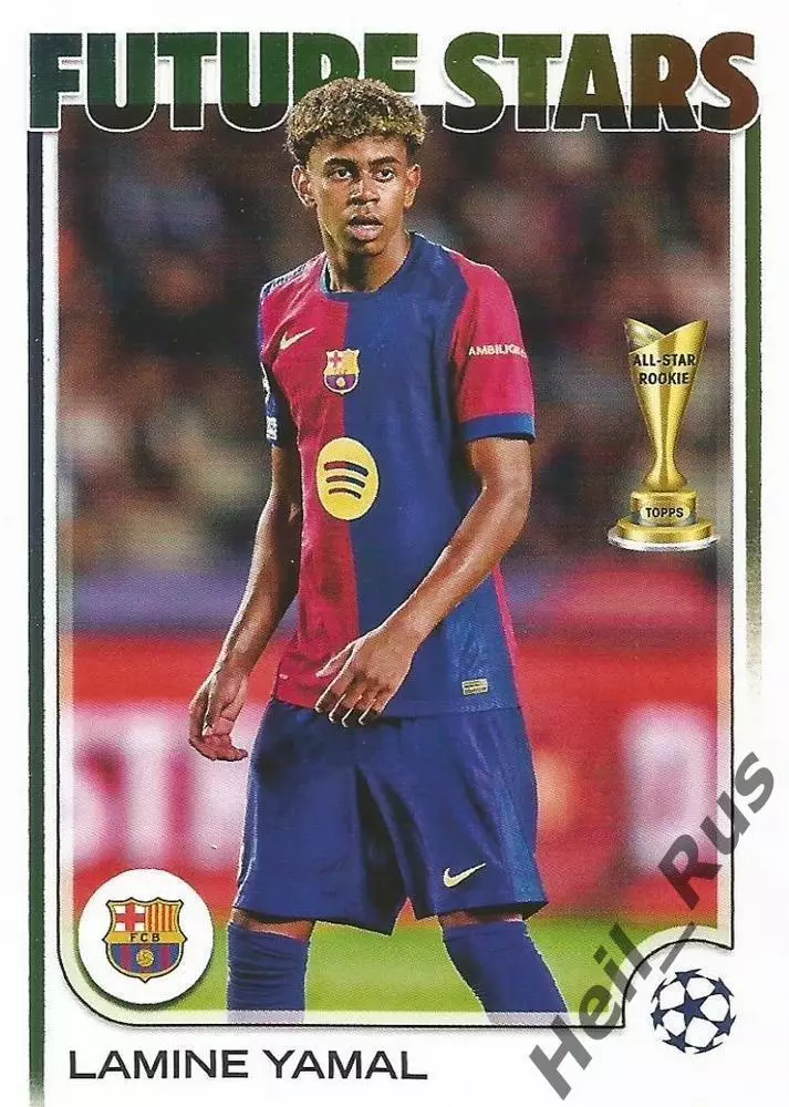 Футбол. Карточка Lamine Yamal/Ламин Ямаль Барселона Лига Чемпионов 2024-25 TOPPS