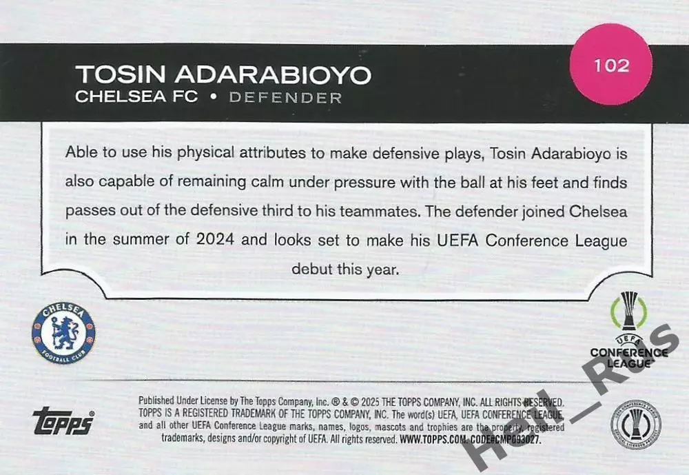 Карточка Tosin Adarabioyo/Тосин Адарабиойо Челси/Фулхэм Лига Конференций 2024-25 1