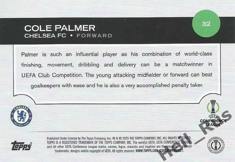 Карточка Cole Palmer/Коул Палмер Челси, Манчестер Сити Лига Конференций 2024-25 1