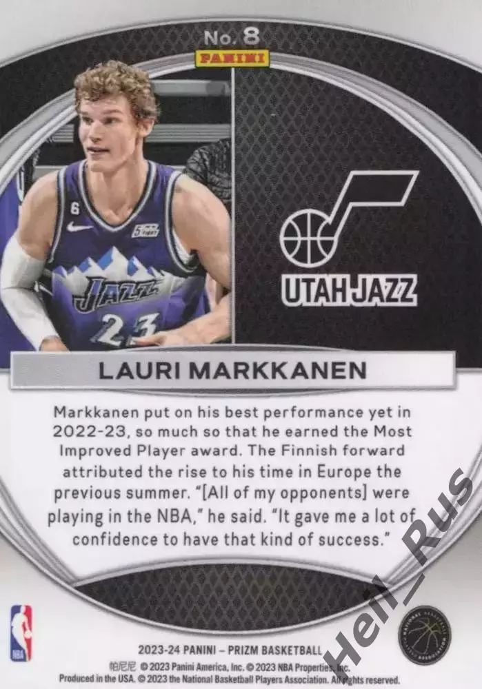 Баскетбол. Карточка Lauri Markkanen/Лаури Маркканен (Финляндия/Юта Джаз) NBA/НБА 1
