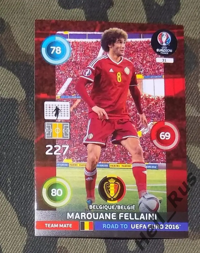 Футбол. Panini. Карточка Marouane Fellaini/Маруан Феллайни (Бельгия) Евро 2016