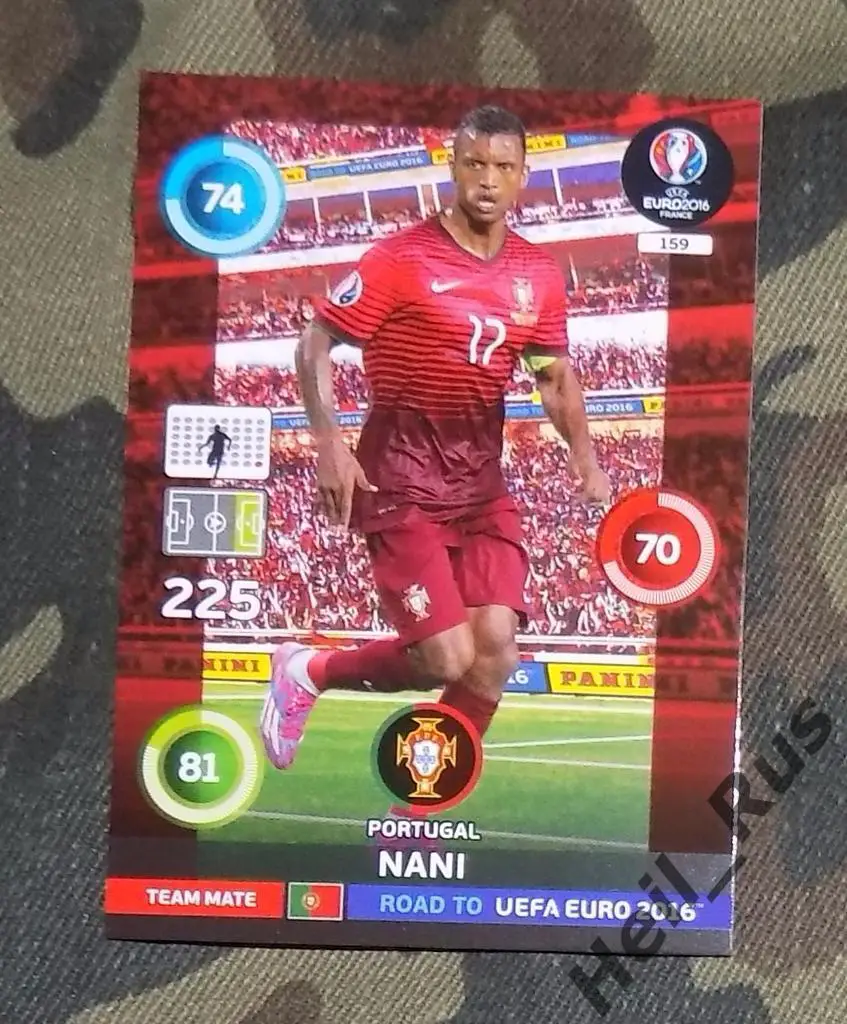 Футбол. Panini/Панини. Карточка Nani/Нани (Португалия) Euro/Евро 2016