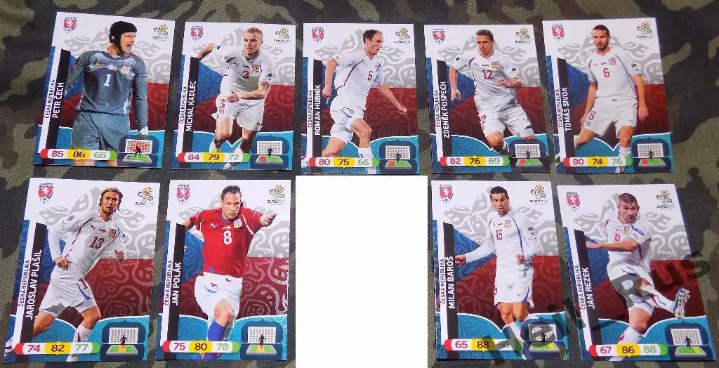 Футбол. Euro/Евро 2012. 9 карт сборной Чехии (Чех, Кадлец, Плашил, Барош и др.)