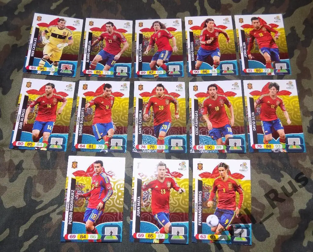 Футбол. Euro/Евро 2012. 13 карт сборной Испании (Касильяс, Рамос, Торрес и др.)