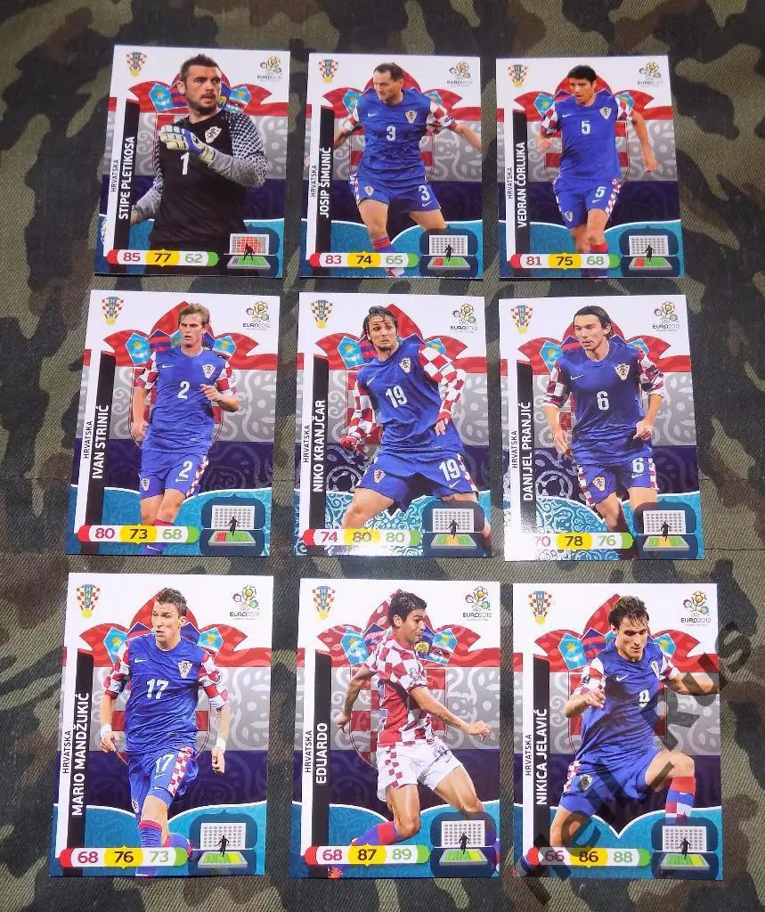 Футбол. Euro/Евро 2012. 9 карт сборной Хорватии (Плетикоса, Чорлука и др.)