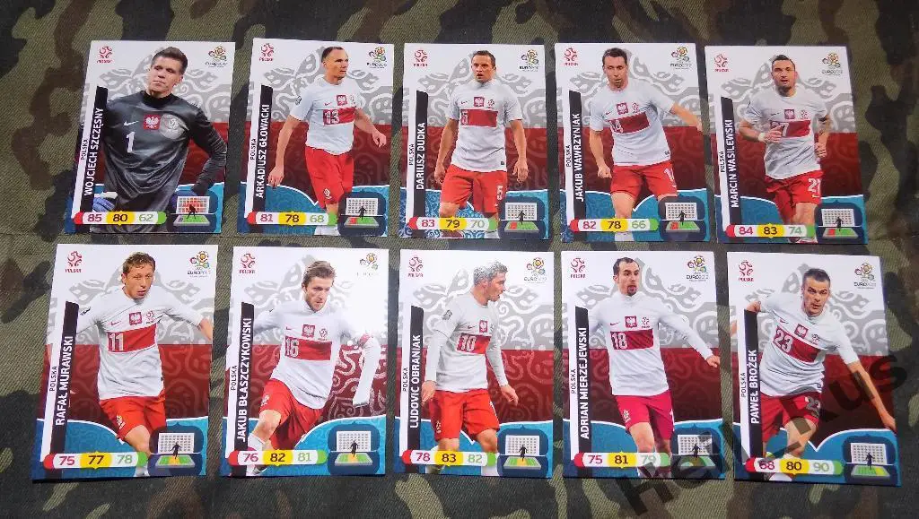 Футбол. Euro/Евро 2012. 10 карт сборной Польши(Щенсный, Василевский, Куба и др.)