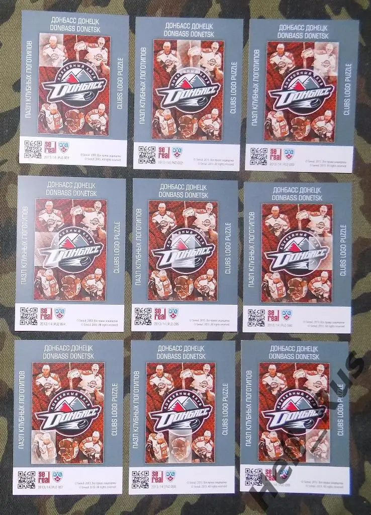 Хоккей. КХЛ/KHL. Карточки. Логотип Донбасс Донецк (9 карт) 2013/14 SeReal 1