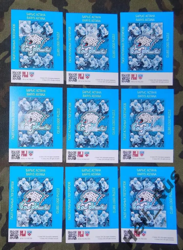Хоккей. КХЛ/KHL. Карточки. Логотип Барыс Астана (9 карт) 2013/14 SeReal 1