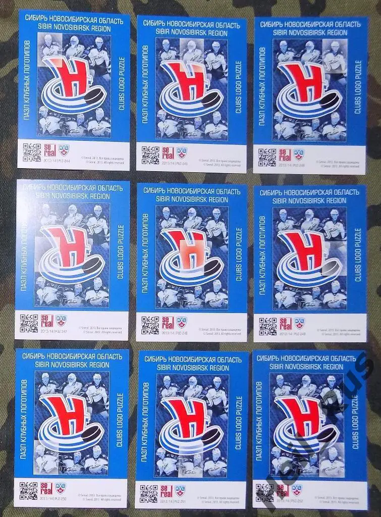 Хоккей. КХЛ/KHL. Карточки. Логотип Сибирь Новосибирск (9 карт) 2013/14 SeReal 1